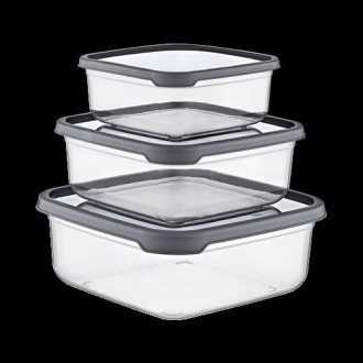 SET 3 TUPPER CUADRADO GRIS (400-800-1400ML) 04131