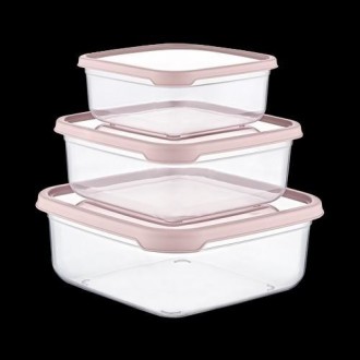 SET 3 TUPPER CUADRADO ROSA (400-800-1400ML)  04129