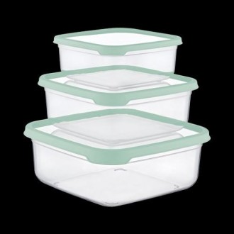 SET 3 TUPPER CUADRADO VERDE (400-800-1400ML) 04130