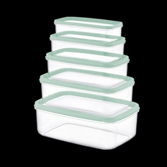 SET 5 TUPPER RECTANG VERDE 330-530-850-1300-2100ML