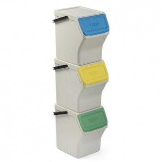 SET 3 CUBOS RECICLAJE MODULAR 20L BLANCO 1105701