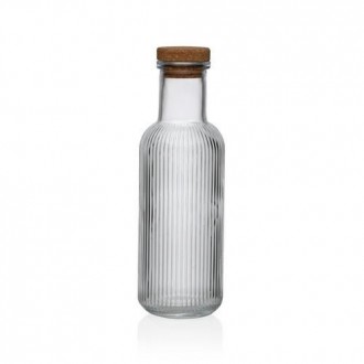 BOTELLA TRANSPARENTE RAYAS 1000ML 8.7X8.7X27.8CM