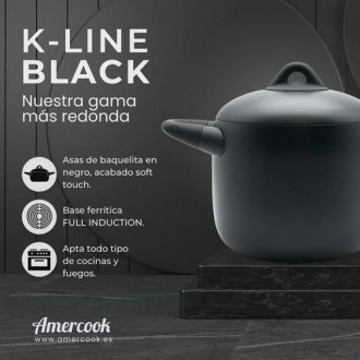 CACEROLA ALTA C/TAPA 20CM 6L K-LINE BLACK KLI0720