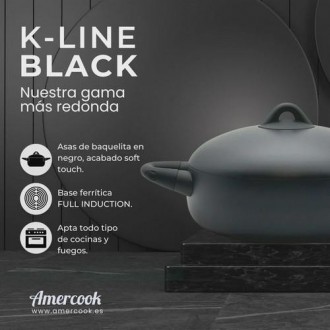 CACEROLA BAJA C/TAPA 28CM 6/7 K-LINE BLACK KLI0628