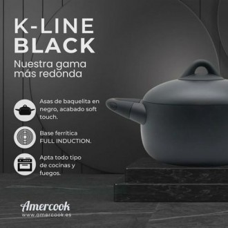 CACEROLA C/TAPA 20CM 3L K-LINE BLACK KLI0520