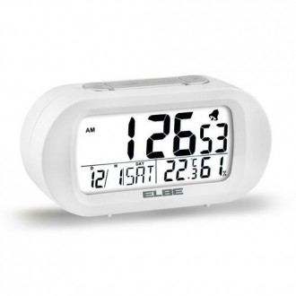 RELOJ DESPERTADOR BLANCO TEMP/HUMEDAD PANTALLA 9CM