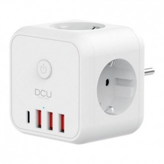 REGLETA CUBO 3 TOMAS + 4 PUERTOS USB 5V/3.4A 3680W
