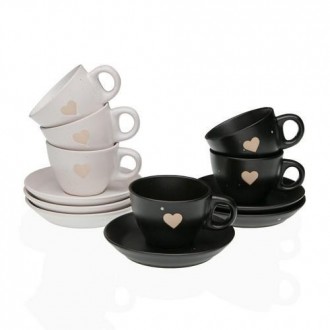 SET 6 TAZAS CAFE CON PLATO ELLIS SURTIDO CORAZON