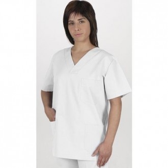CHAQUETA CON PICO MANGA CORTA BLANCA CPU91-12