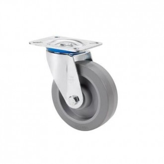 RUEDA GIRATORIA 80 GOMA GRIS ELASTICA 120KG.