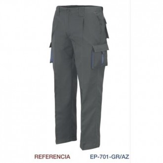 PANTALON MULTIBOLSILLOS C/REFUERZO GRIS L9000 T-44